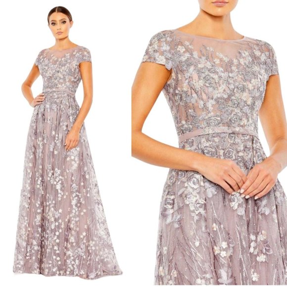 NWT MOTHER OF THE BRIDE MAC DUGGAL LILAC CAP SLEEVE EMBELLISHED GOWN 20405 SZ 20